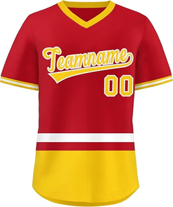 Maillot de baseball Chemise de sport à manches courtes et col en V avec broderie de numéro de nom - Product Image 3