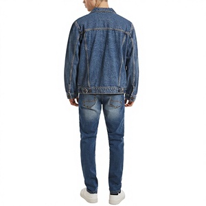 Chaqueta Vaquera Clásica para Hombre al por Mayor, 100% Algodón, Azul Medio Lavado, Casual, con Botones Delanteros, Corte Regular, Ropa de Calle - Product Image 4