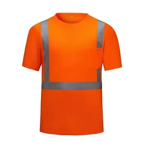 T-shirt de travail haute visibilité à rayures réfléchissantes, manches courtes, col rond, uniforme de signalisation pour la construction, polyester, ODM - Product Image 4