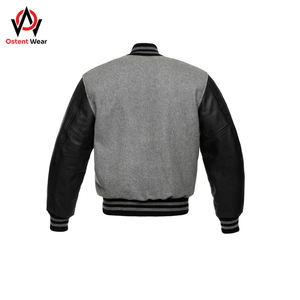 Chaqueta bomber de cuero de lana de invierno Reversible de alta calidad para hombre, soporte fino, logotipo personalizado, lana bordada de chenilla - Product Image 3