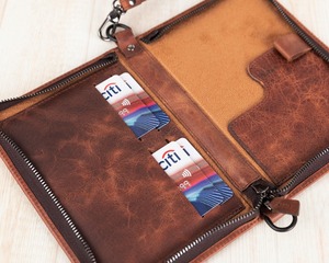Porte-passeport en cuir à sublimation personnalisée PTH-0002C long portefeuille fait main avec logo porte-cartes de voyage et étui à passeport - Product Image 3