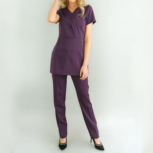 Uniformes de salon spa en coton polyester avec logo personnalisé tunique d'esthéticienne et réceptionniste à manches courtes pour filles tunique de personnel d'hôtel - Product Image 5