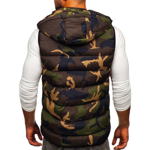 Prendas de abrigo para hombre con cuello levantado, chaleco acolchado para hombre, chaleco acolchado sin mangas con cierre de cremallera, chaleco acolchado de Color sólido, tela cálida de invierno OEM - Product Image 2