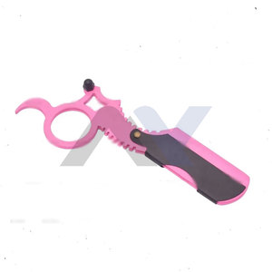 Venta al por mayor de acero inoxidable maquinilla de afeitar recta rosa y negro con hoja reemplazable para la cara cuerpo Bikini afeitado - Product Image 1