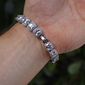 RB สร้อยข้อเท้าเทนนิสตามสั่งเครื่องประดับสุดสวยระดับไฮเอนด์สไตล์ฮิปฮอปประดับเพชรเม็ดใหญ่ VVS Moissanite - Product Image 1