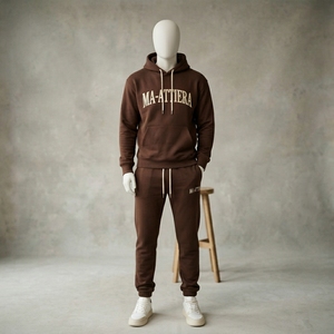 <b>Mens</b> Brown Hoodie Tracksuit Set Premium <b>Pullover</b> Sweatshirt Jogger Pants Casual Streetwear Sportswear Training Gym Fitness - Product Image 1