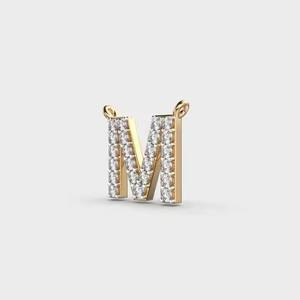 Merveilleux "M" Pendentif Diamant Sans Chaîne Moissanite Pendentif Homme Bijoutier Ouvert Véritable Design Unique De Surat - Product Image 1