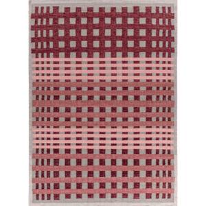 พรมลายเรขาคณิตสีแดงและสีส้ม ทอแบบแบน ทำจากขนสัตว์และใยวิสโคส รุ่น Adwv-13068 สำหรับใช้ในบ้าน - Product Image 1