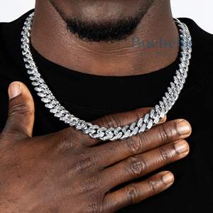 14K oro blanco 925 Plata fina Moissanite joyería 12mm estilo Hiphop Iced Cuban Link cadena collar 12mm Moissanite Cuban Link - Product Image 2