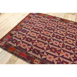 Alfombra Turca de 6.1x7.9 pies, Alfombra Vintage de Lana Roja y Azul Estilo Suroeste - Product Image 4