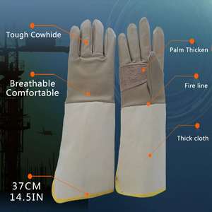 ถุงมือเชื่อมหนังวัวแยกหนากันลื่นสำหรับทุกเพศสามารถปรับแต่งได้ผลิตจากปากีสถาน - Product Image 5