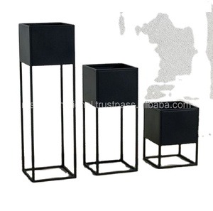 Macetas y jardineras de Metal para decoración del hogar, macetas grandes para jardín, macetas de Metal blanco y rojo, soporte dorado - Product Image 4