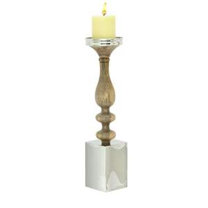 Wooden Candle Holder Antique Design Unique Handmade <b>White</b> Wash Finishing Set of 3 Decorative Lighting for Home Hotel & Office - Product Image 2