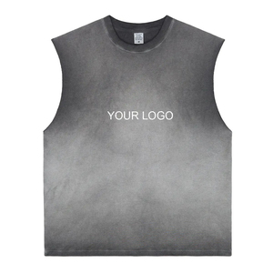 ยิมระบายอากาศ TankTops ชุดเดี่ยวที่กําหนดเองของผู้ชายสไตล์ถนนสูงเสื้อกล้ามยางขนาดสหรัฐอเมริกาเสื้อกล้ามผู้ชายยืดได้โลโก้ที่กําหนดเอง - Product Image 1