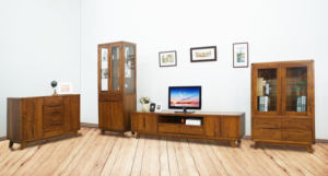 ตู้เก็บไม้สักสไตล์นอร์ดิกมีประตูเรียวขา2ประตูและ4ลิ้นชักสำหรับห้องนั่งเล่น - Product Image 4