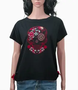 Best Surplus Garments women O Neck Ladies Flock Printed Top T Shirts Casual Wear for Women from india export