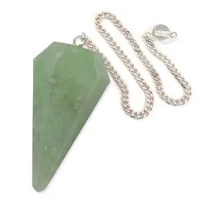 Кристалл ручной работы, оптовая продажа, высококачественный натуральный драгоценный камень, зеленый авантюрин, граненый даусовый маятник, драгоценный камень