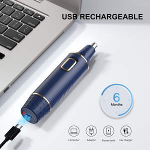 Tondeuse à barbe et poils du visage à double lame rechargeable par USB, étanche IPX7, pour hommes et femmes, tondeuse indolore pour les poils du nez et des oreilles, en plastique - Product Image 6