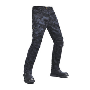Jeans de moto rétro taille haute avec protection anti-chute - Product Image 1