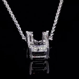 Pendentif unisexe HPHT Lab Grown Diamond DEF VVS VS U Letter Charms Bijoux en argent fin avec placage au rhodium certifié IGI - Product Image 1