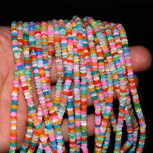 AAA + Ethiopian Opal Disco Smooth Rondelle Beads 16-Inch Long 3-5 MM Multi-Color Welo Opal Plain Bead Bijoux faits à la main pour cadeau - Product Image 1