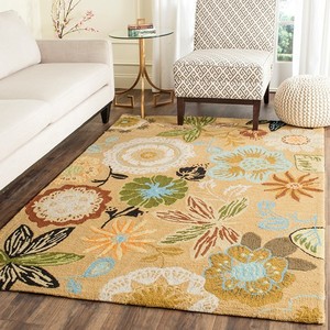 Tapis rectangulaire en laine pour salon avec motif floral, à franges, lavable, en soie, pour chambre à coucher, prière, usage extérieur - Product Image 1