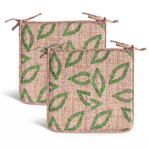 Cuscino per Sedia Idrorepellente 40x40x2 cm 100% Poliestere con Motivo Vegetale, Cinghie di Fissaggio, Facile da Pulire, Per Tutte le Stagioni, Uso Interno/Esterno - Product Image 1