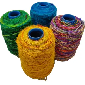 Recycle sari silk yarn for Yarn Natural Mulberry Weaving Knitting High Quality Wholesale Ring White Anti Technics Style Hand