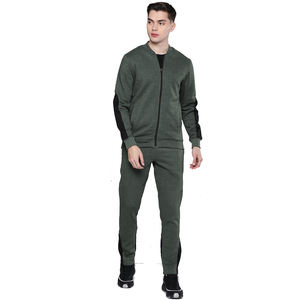 Ensemble de survêtements coupe ajustée pour hommes avec logo personnalisable couleur gris/noir de haute qualité pour l'hiver - Product Image 1