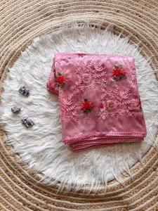 แบบดั้งเดิมของปากีสถาน Georgette Saree เลื่อมสวยงามตัดงานชายแดนอินเดียสำหรับงานแต่งงานหมายเลขรุ่น - Product Image 3