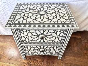 Incrustación de hueso requerida incrustación diseños de lujo Mesita de noche Gabinete Mesita de noche Mesa con incrustaciones de hueso Muebles de sala de estar de la India - Product Image 5