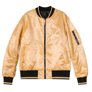 Bombe universitaire personnalisé en soie imperméable coupe-vent brodé veste en satin doré pour hommes vente en gros OEM - Product Image 5