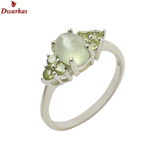 Anillo de piedras preciosas múltiples de Prehnita natural de Plata de Ley 925 de diseño de lujo - Product Image 1