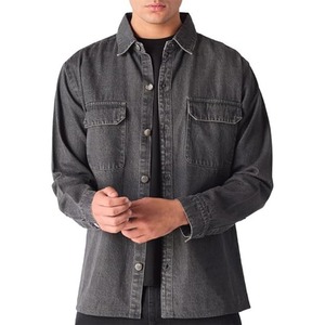 Vente chaude de la saison Veste en jean pour homme Coupe ample Couleur unie Style décontracté haut de gamme Vêtement d'extérieur - Product Image 1