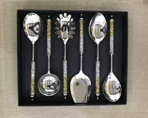 Stainless Steel Flatware Set Resin Handle Salad Server Big Small Spoon Fork <b>Knife</b> Mirrored Metal Cutlery for <b>Dinner</b> Party Gift - Product Image 4