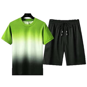 Ensemble de vêtements de sport d'été décontractés pour hommes, t-shirt à manches courtes et short en tricot respirant, ensemble de 2 pièces de grande taille - Product Image 6