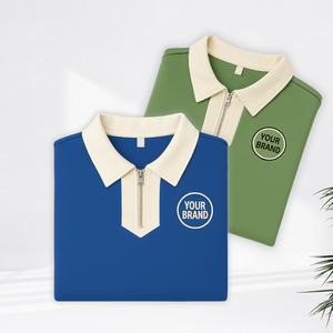 Biểu tượng tùy chỉnh một nửa Zip Crop Top Áo sơ mi-UNISEX thể thao phù hợp với cảm ứng mềm mại & chống nhăn vải trong màu xanh hoặc màu xanh lá cây - Product Image 1