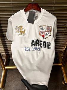 Camiseta de Manga Corta para Hombre, Talla Grande, Seda/Algodón, Color Sólido, 300g, Anti-Pilling, Cuello Redondo, Casual, Transpirable, Ecológica, OEM, ODM - Product Image 5