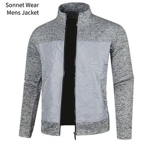 Mens Color Blocked <b>Zip</b>-<b>Up</b> <b>Jacket</b> Soft Knitted Sleeves and Stand Collar for Outdoor Casual Wear - Product Image 4
