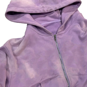 Survêtement vintage personnalisé à fermeture éclair et délavage acide pour homme, ensemble de jogging d'hiver avec sweat à capuche et pantalon de survêtement à jambe droite évasée 2025 - Product Image 2