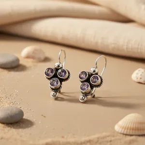 Pendientes de Cristal Amatista para Mujer - Joyería de Plata 925 - Product Image 2