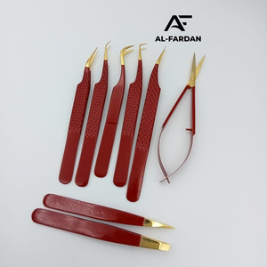 Juego de pinzas para pestañas de acero inoxidable sólido con logotipo personalizado superventas, pinzas para cejas puntiagudas, pinzas para pestañas con volumen de gancho al por mayor - Product Image 1
