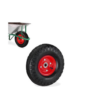 Rueda neumática negra/roja de 210mm, 21cm de diámetro, eje de 20mm, carro de repuesto, carretilla, piezas de rueda de Mini Moto - Product Image 1