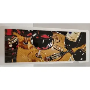 Centre d'art contemporain Accents muraux 6 \ "x 16 \" Bouteille de vin Tenture murale décorative Élégante tuile d'art mural - Product Image 1
