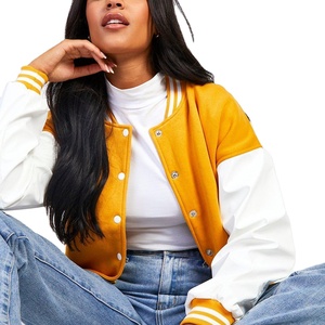 Veste courte décontractée pour femme, style varsity, avec manches longues, produit durable, vestes varsity pour femme 2026 - Product Image 5