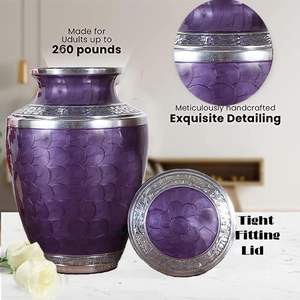 Urnas de cremación grabadas en aluminio a mano para cenizas urnas funerarias para hombres, mujeres, niños, entierro grande para hombres adultos (púrpura) - Product Image 2