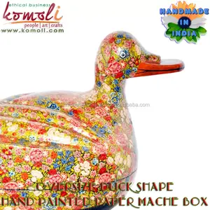 Boîte de canard en papier mâché faite à la main Sculpture animale peinte à la main pour le stockage et la décoration, conception personnalisée, vente en gros de l'Inde - Product Image 5