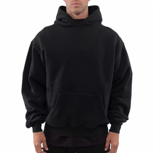 <b>Men's</b> Casual Regular Fit 100% Cotton Plain Hoodie Custom Logo Printed Hip Hop Streetwear Drop Shoulder OEM Style Autumn - Product Image 3