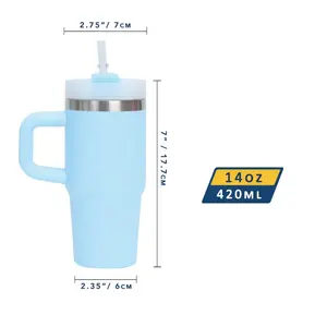Gobelet isolé 14oz 420ml avec poignée et couvercle parfait pour l'impression par sublimation - Product Image 2