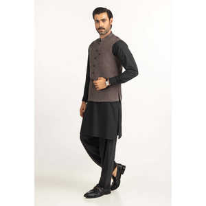 Chaleco Formal para Hombre Color Moka, Chaleco de Poliéster y Cuero con Decoración de Botones, Logotipo Personalizado, Uso en Exteriores de Verano - Product Image 1